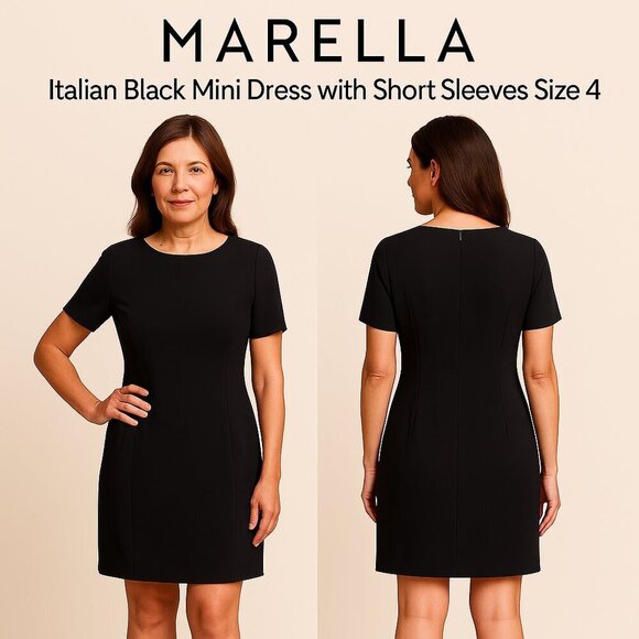 MARELLA Dresses & Skirts - Marella Italian Black Mini Dress Short Sleeve Size 4